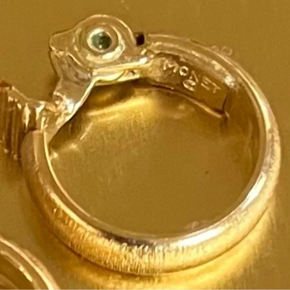 Vintage classic Monet Gold Plated Hoop Clip On Earrings, 1980's, 3/4” diameter. - Picture 3 of 7